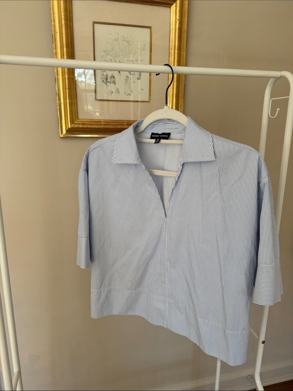 Blue Stripe Short-Sleeve Button-Down Shirt